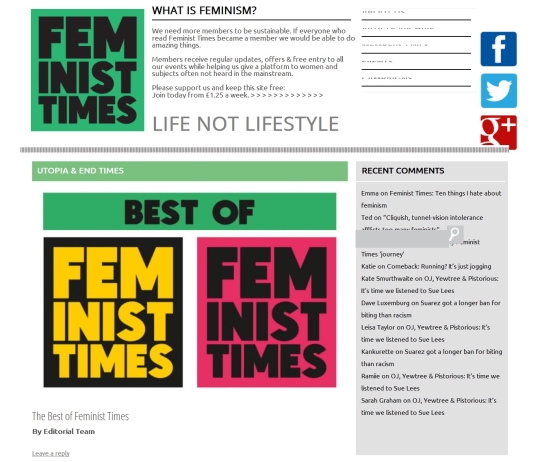 ‘페미니스트 타임스’ 웹사이트 화면.
www.feministtimes.com
