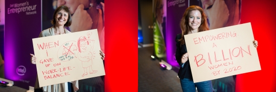 델이 후원한 여성 기업가 네트워크 2014년 행사 중 참가자들의 피켓 이벤트. ⓒdell.com