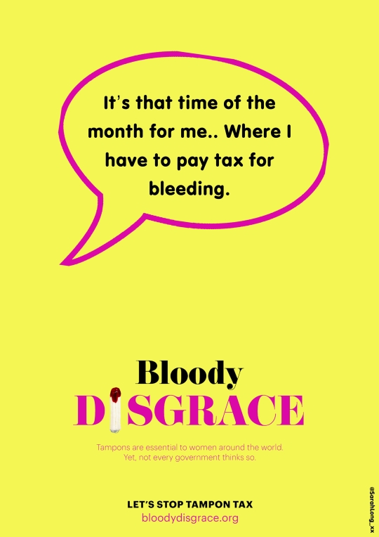 생리에 대한 낙인과 편견 해소, 생리대 면세를 주장하는 #BloodyDisgrace 캠페인이 지난해부터 영국에서 진행되고 있다. ⓒ#BloodyDisgrace 캠페인 웹사이트(bloodydisgrace.org) 캡처