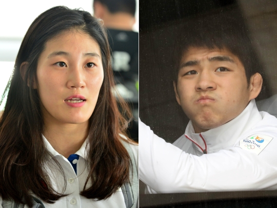 남녀 유도 간판 김잔디(왼쪽)와 안창림이 리우 올림픽 16강에서 조기 탈락해 아쉬움을 남겼다. ⓒ뉴시스·여성신문