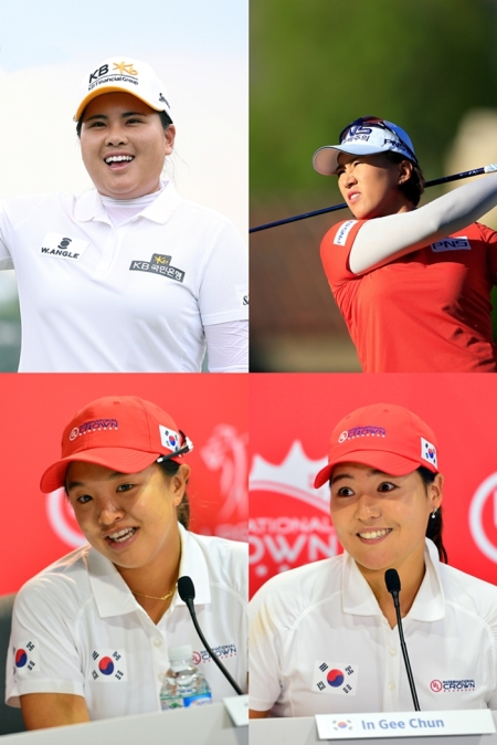 한국은 리우올림픽 여자골프에 4명의 선수가 출전해 가장 많은 출전권을 얻었다. 윗줄 왼쪽부터 시계방향으로 박인비, 양희영, 전인지, 김세영 선수 ⓒ뉴시스·여성신문