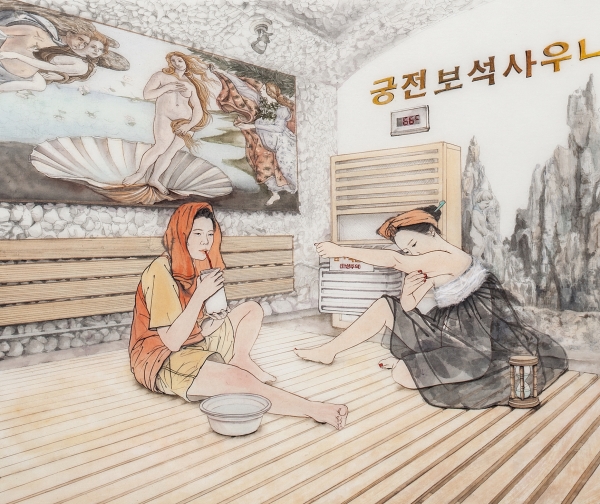 김현정 작가의 최신작인 ‘목욕탕 시리즈’ ⓒ김현정아트센터 제공