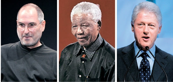왼쪽부터 애플의 CEO이자 창업자 고 스티브 잡스, 남아프리카공화국 대통령이자 평화운동가 고 넬슨 만델라, 빌 클린턴 미국 대통령. 모두 입양아 출신 유명 인사들이다. ⓒ뉴시스·여성신문