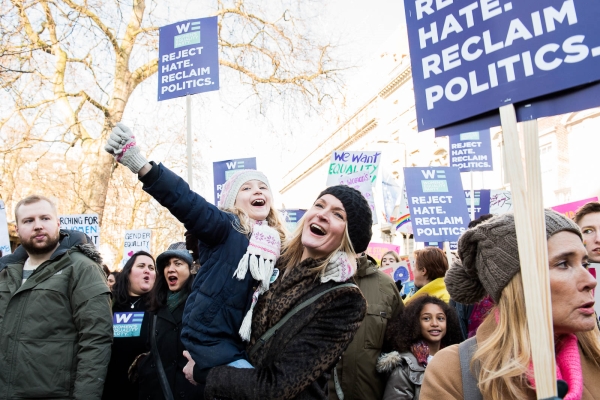 지난 1월 영국 런던에서 열린 여성 차별·혐오에 반대하는 ‘세계여성행진’에 참여한 WEP 당원들. ⓒWomen's Equality Party
