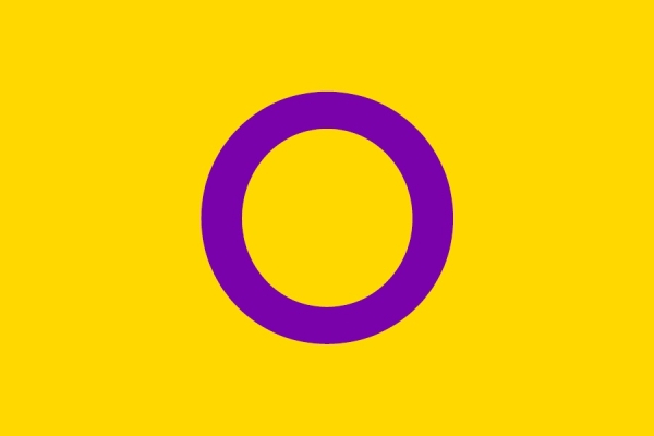 호주의 간성 단체 ‘인터섹스 인터네셔널 오스트레일리아’가 2013년 만든 깃발. 노란색은 분홍도 파랑도 아닌 자웅동체의 색을, 보라색은 성소수자의 색을 나타내며 원은 꺾이지 않고 감추지 않는 이들의 잠재력을 상징한다.