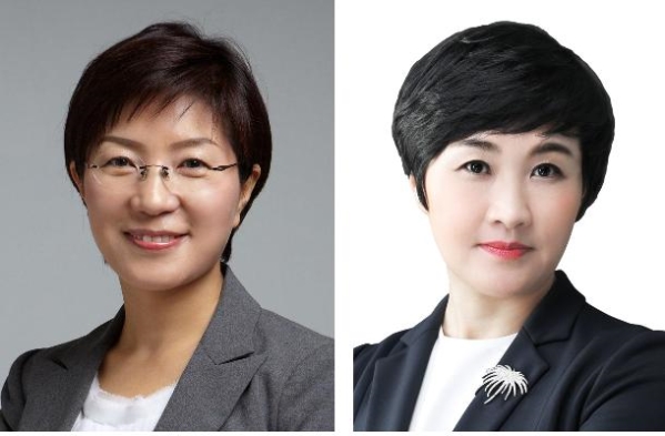 서울 은평구청장 선거에 출마한 김미경 더불어민주당 후보(왼쪽), 홍인정 자유한국당 후보