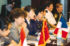 On July 8, the National Police Agency invited women police representatives from 12 countries to the first World Women Police Conference, where participants talked about the Status and Countermeasures concerning Prostitution