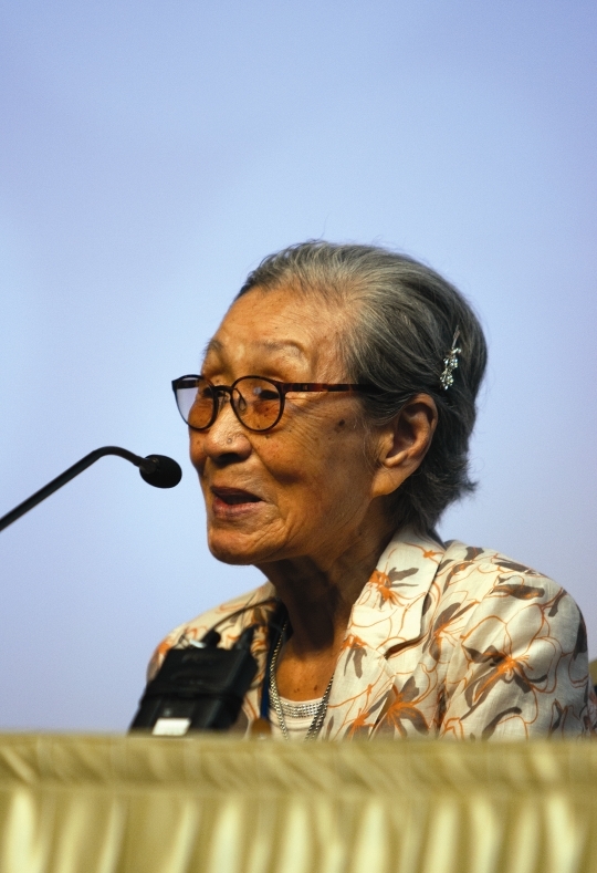 13th KOWIN annual conference held on August 28 at Daejeon Convention Center. Comfort women survivor Kim Bok-dong is speaking at a special session.
