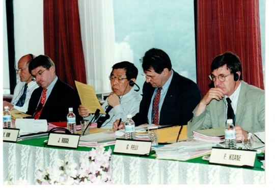 Thomas Bach on the left. He was the member of the International Olympic Committee Executive Board between 1996 and 2000.