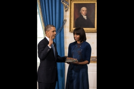 Barack and Michelle Obama at the oath-taking ceremony in January 2013.