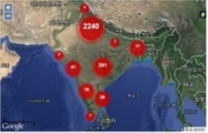 Indian group SafeCity created a map of reported harassment in the Indian subcontinent. Women are invited to use Google Map and report sexual harassment cases which are updated and tacked in real-time.